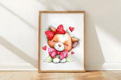 Watercolor Valentines Cat Clipart Product Image 3