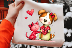 Watercolor Valentines Cat &amp; Dog Clipart Product Image 2