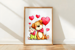 Watercolor Valentines Cat &amp; Dog Clipart Product Image 3