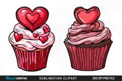 Watercolor Valentines Cupcake Artwork Clipart Product Image 1