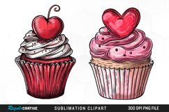Watercolor Valentines Cupcake Artwork Clipart Product Image 1