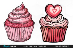 Watercolor Valentines Cupcake Clipart Product Image 1