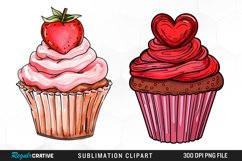 Watercolor Valentines Cupcake Artwork Clipart Product Image 1