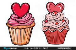 Watercolor Valentines Cupcake Clipart Product Image 1