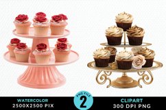 Watercolor Valentines Cupcakes Graphic Clipart Product Image 1