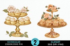 Watercolor Valentines Cupcakes Graphic Clipart Product Image 1