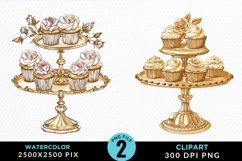 Watercolor Valentines Cupcakes Graphic Clipart Product Image 1