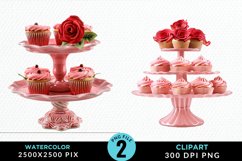 Watercolor Valentines Cupcakes Graphic Clipart Product Image 1