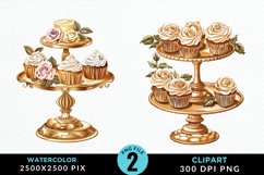 Watercolor Valentines Cupcakes Graphic Clipart Product Image 1