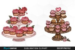 Watercolor Valentines Cupcakes Collection Exquisite Clipart Product Image 1
