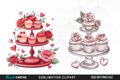Watercolor Valentines Cupcakes Collection Clipart Product Image 1