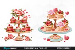 Watercolor Valentines Cupcakes Exquisite Clipart Product Image 1