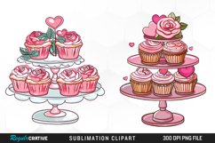 Watercolor Valentines Cupcakes Collection Clipart Product Image 1