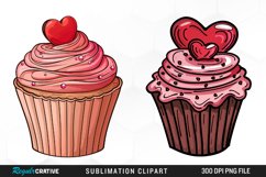 Watercolor Valentines Cupcakes Collection Clipart Product Image 1