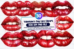 Watercolor Valentine&#039;s Day Lips Clipart Bundle Product Image 1