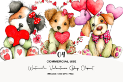 Watercolor Valentines Dog Clipart Product Image 1