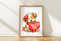 Watercolor Valentines Dog Clipart Product Image 3