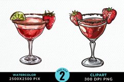 Watercolor Valentines Drinks Collection Art Clipart Product Image 1