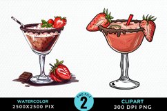 Watercolor Valentines Drinks Collection Clipart Product Image 1