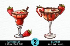 Watercolor Valentines Drinks Collection Clipart Product Image 1