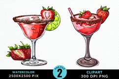 Watercolor Valentines Drinks Collection Clipart Product Image 1