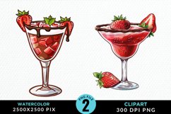 Watercolor Valentines Drinks Collection Clipart Product Image 1