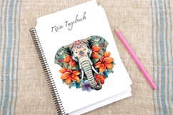 Watercolor Valentines Elephant Flower Clipart Bundle Product Image 4