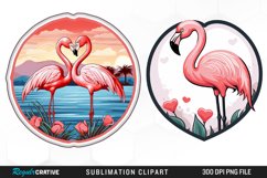 Watercolor Valentines Flamingo Design Clipart Product Image 1