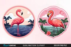 Watercolor Valentines Flamingo Illustration PNG Clipart Product Image 1