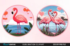 Watercolor Valentines Flamingo Graphic Clipart Product Image 1