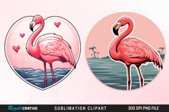 Watercolor Valentines Flamingo PNG Clipart Product Image 1