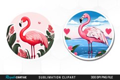 Watercolor Valentines Flamingo PNG Clipart Product Image 1