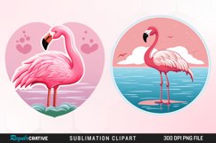 Watercolor Valentines Flamingo Illustration Clipart Product Image 1