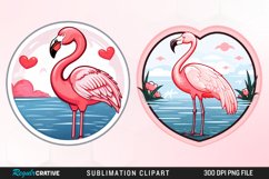 Watercolor Valentines Flamingo Artwork Clipart Product Image 1