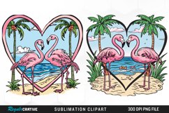 Watercolor Valentines Flamingo Clipart Product Image 1
