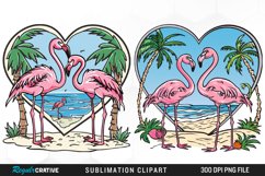 Watercolor Valentines Flamingo Clipart Product Image 1