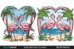 Watercolor Valentines Flamingo Clipart Product Image 1