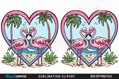 Watercolor Valentine&#039;s Day Flamingo Clipart Bundle Product Image 4