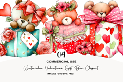 Watercolor Valentines Gift Box Clipart Product Image 1