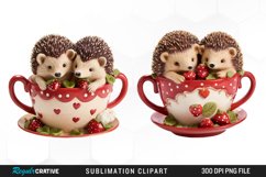 Watercolor Valentines Hedgehog PNG Clipart Product Image 1