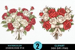 Watercolor Valentines Rose Bouquets Clipart Bundle Product Image 3