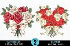 Watercolor Valentines Rose Bouquets Clipart Product Image 1