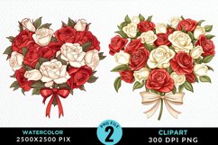 Watercolor Valentines Rose Bouquets Art Clipart Product Image 1