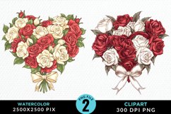 Watercolor Valentines Rose Bouquets Art Clipart Product Image 1