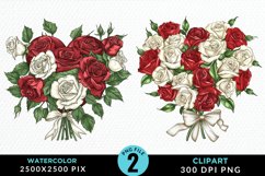 Watercolor Valentines Rose Bouquets Clipart Product Image 1