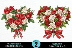 Watercolor Valentines Rose Bouquets Clipart Bundle Product Image 2