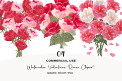 Watercolor Valentines Roses Clipart Product Image 1
