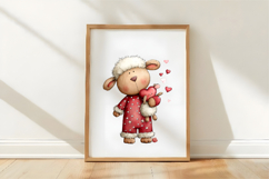 Watercolor Valentines Sheep Clipart Product Image 3