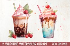Coffee Latte Valentine Day Clipart, Valentines PN Product Image 1