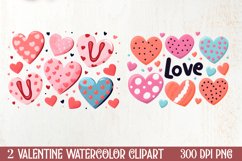Sweet Pugs Valentine Clipart, Valentines PNG Product Image 1